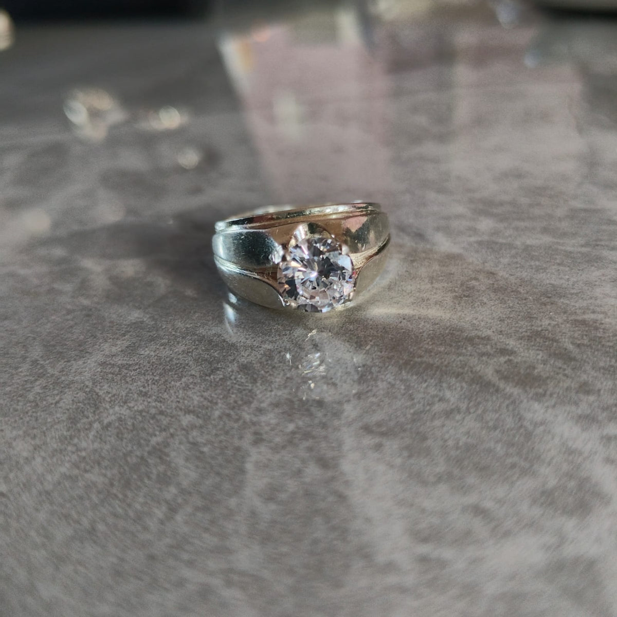 Anillo Piedra Blanca Redonda