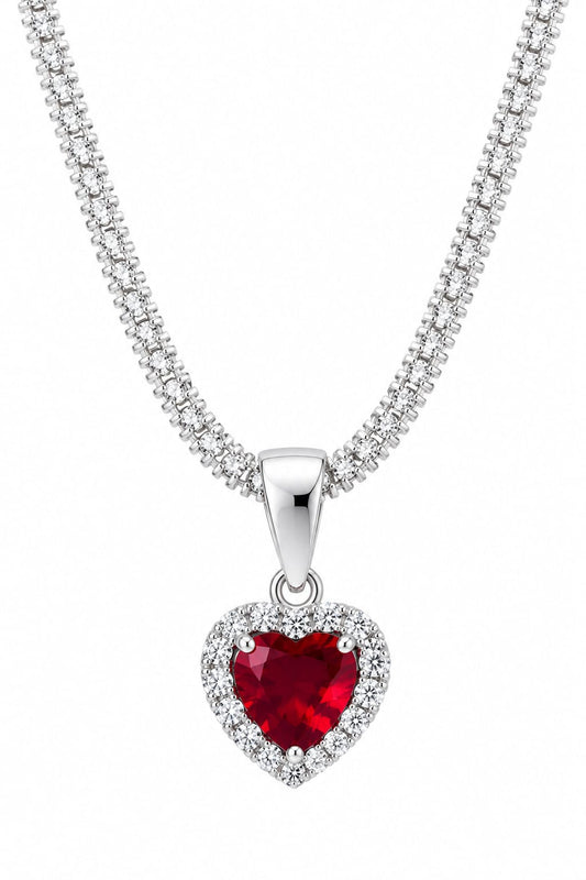 Collar Con Dije De corazón Rojo