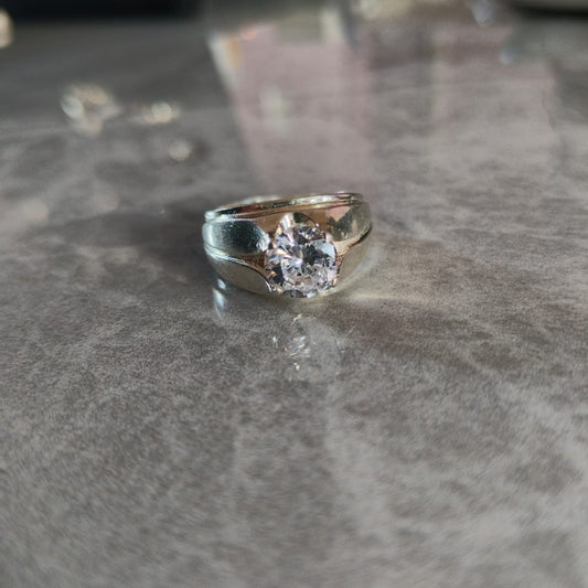 Anillo Piedra Blanca Redonda