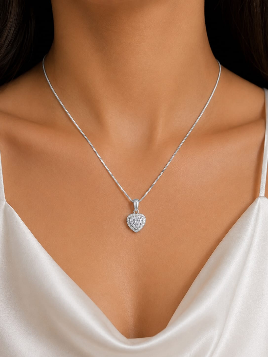 Collar Con Dije De Corazón Blanco