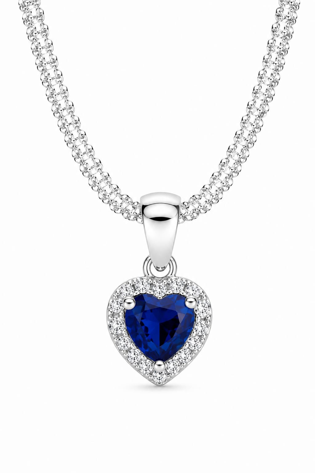 Collar Con Dije Corazón Azul Marino