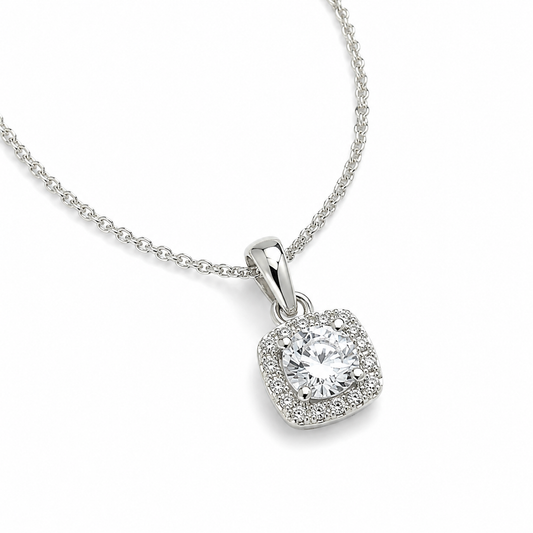 Collar Con Dije Piedra Blanca